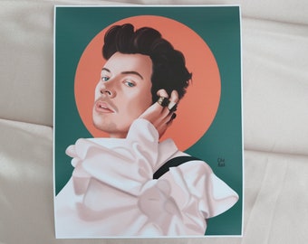 Harry Styles / Art Print / One Direction / Celebrity Portrait / Golden