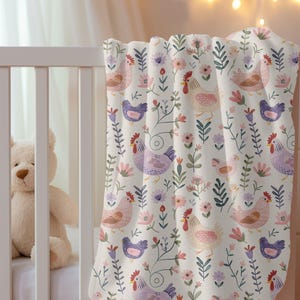 Chicken Newborn Blanket Soft Velveteen Baby Blanket with Chicken Design Hen Design Baby Gift For Mom Baby Keepsake Crib Blanket Nursery Deco