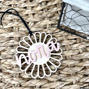 Personalized Boho Name Tag Rattan Backpack Tag Reusable Name Plate Customized Laser Cut Gift Tag For Easter Basket Bunny Basket Tag Baby Tag
