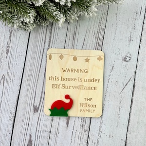 Personalized Elf Surveillance Sign Mini Christmas Sign Elf Accessory For Elf For Kids Christmas Sign Elf Decoration for Elf Custom