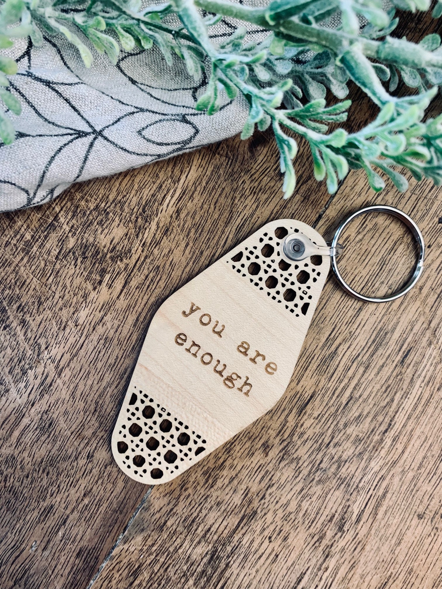 Inspirational Keychain, Motivational Keychain, Wood Keyring, Birthday Gift  for Her, Engraved Key Ring, Personalized Key Fob, Self Love 