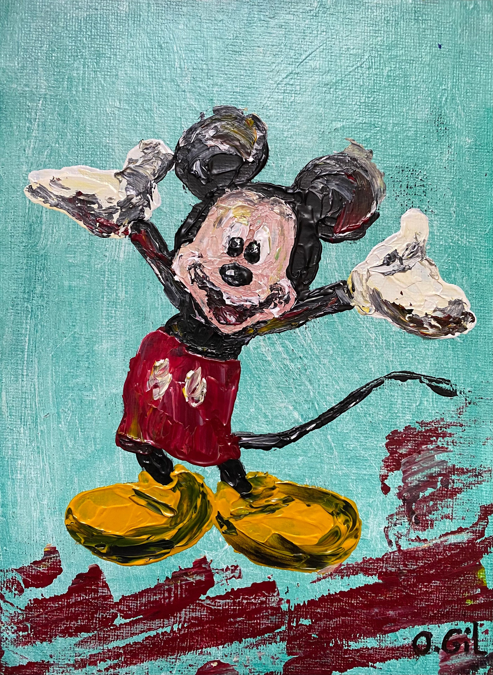 Mickey Mouse painting Disney Character Palette Knife Painting Etsy