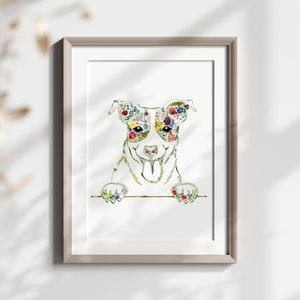 Custom Jack Russell Terrier Wall Art Print, Russell Terrier Art, Watercolor Floral Jack Russell Gift For Her, Pet Wall Decor, Dog Poster