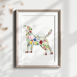 Custom Labrador Wall Art Print, Dog Art, Watercolor Vintage Floral Labrador, Pet Wall Decor, Dog Poster For Kid&#39;s Room