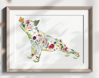Custom French Bulldog Wall Art Print, Frenchie Lover Gifts, Floral Dog Yoga Poster, Colorful Nursery Home Decor, Funny Frenchie Namaste