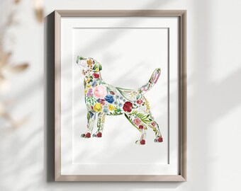 Custom Labrador Wall Art Print, Dog Art, Watercolor Vintage Floral Labrador, Pet Wall Decor, Dog Poster For Kid's Room