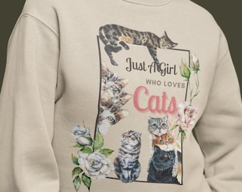 Sudadera Gato, Sudadera Cat Mom Para Mujeres, Suéter De Gato, Regalo Amante De Gatos, Just A Girl Who Loves Cats, Regalos De Dueño De Gato