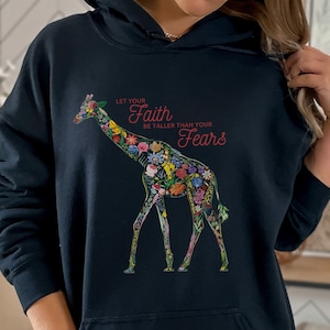 Giraffe Hoodie, Unisex Floral Giraffe Hooded Sweatshirt, Giraffe Gift