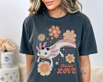 Axolotl Shirt, Axolotl Lover T-Shirt, Axolotl Gifts, Vintage Axolotl Shirt, Retro Cute Axolotl Outfit For Women, Comfort Colors Shirts