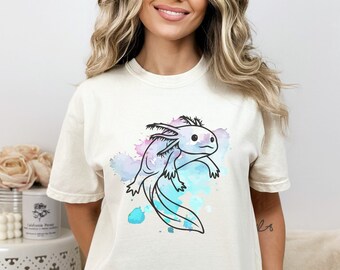 Axolotl Shirt, Axolotl Liebhaber T-Shirt, Axolotl Geschenke, süßes Axolotl Outfit für Frauen, Komfort Farben Shirt