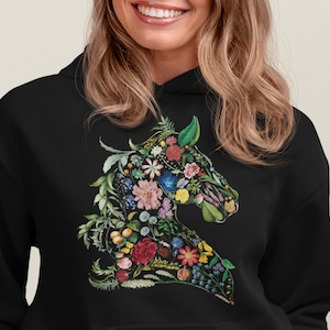 Horse Hoodie - Horse Sweatshirt - Unisex Hoodie - Horse Owner gift - Horse Pullover - Horse Lover Hoodie - Equestrian Gift - Floral Horse