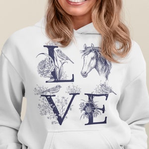 Horse Hoodie - Horse Sweatshirt - Unisex Hoodie - Horse Owner gift - Horse Pullover - Horse Lover Hoodie - Equestrian Gift - Floral Horse