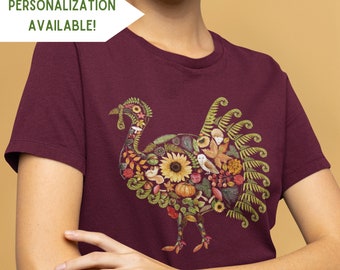 Floral Turkey Shirt, Thanksgiving Turkey Shirt, Personalized Turkey T-Shirt, Family Thanksgiving Shirt, Flower Turkey Tee, Turkey Lover Gift