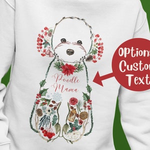 Sweat-shirt de caniche de Noël personnalisé, sweat-shirt de chien personnalisé, cadeau de Noël pour maman caniche jouet, sweat-shirt personnalisé pour animaux de compagnie, sweat-shirt de couple