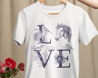 HORSE SHIRT, Horse Gifts For Women, Horse Birthday Shirt, Floral Horse Tshirt, Horse Owner Gift, Farm Girl Shirt, Cowgirl Shirt