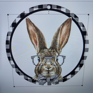 Black & White Harlequin Bunny with Glasses Wreath Sign