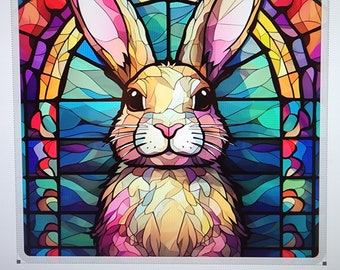 Stained Glass Rabbit Wreath Sign