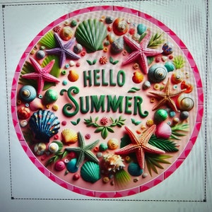 Hello Summer Floral Wreath Sign