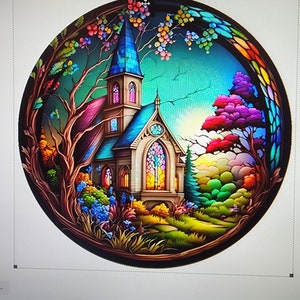 Stained Glass Church Wreath Sign