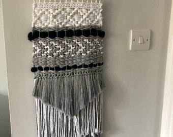 Monochrome large weave | modern wall hanging | wall art | home decor | boho | tassels | tapestry | loom | woven | weaving | handmade