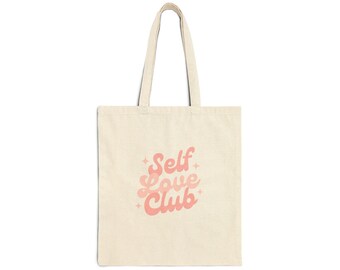 Self Love Club-draagtas, spiritueel yogaaccessoire van katoencanvas