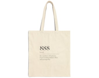 888 Tote Bag – Minimal Canvas Tote for Women, Angel Number Spiritual Gift, Everyday Bag
