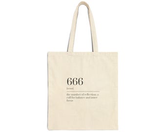 666 Tote Bag – Minimal Canvas Tote for Women, Angel Number Spiritual Gift, Everyday Aesthetic Bag