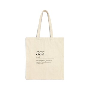 555 Angel Number Canvas Tote Bag, Spiritual Gift image 1