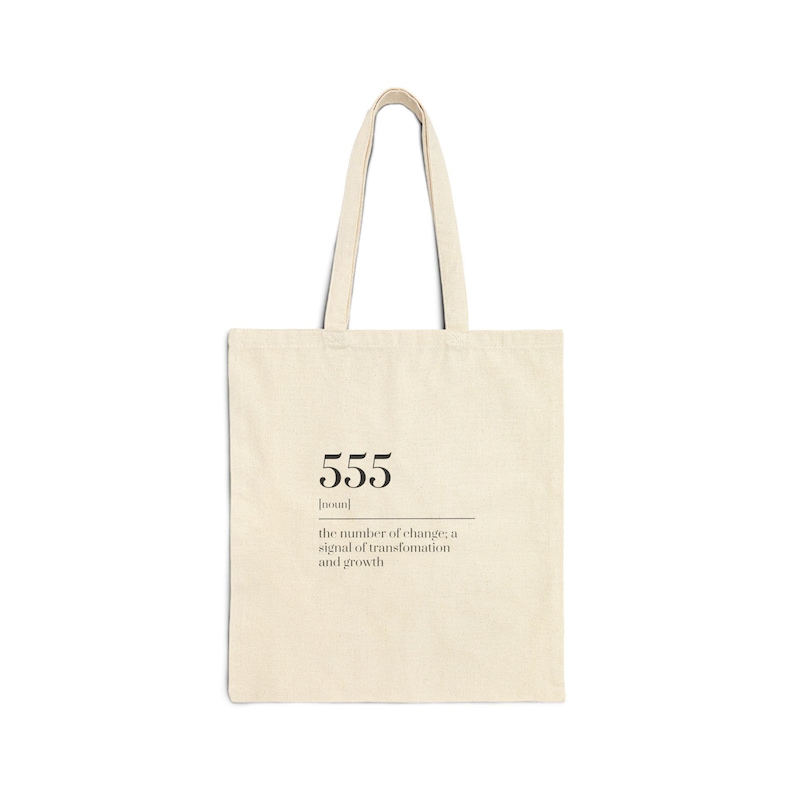 555 Angel Number Canvas Tote Bag, Spiritual Gift image 1