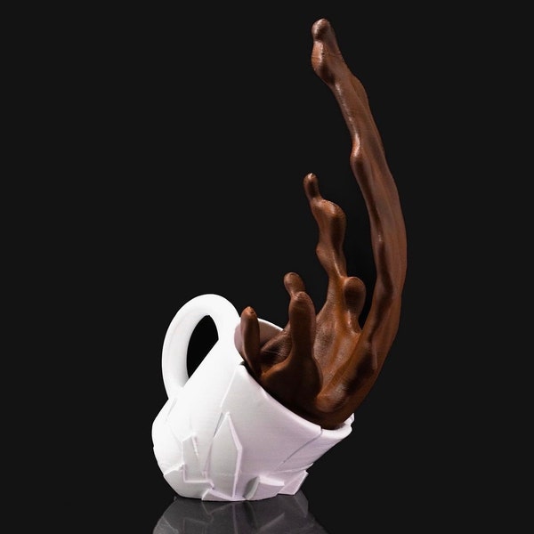 Floating Spilling Coffee Cup Decor | Accident, Broken Mug | Coffee Enthusiast | Lover | 3D Print