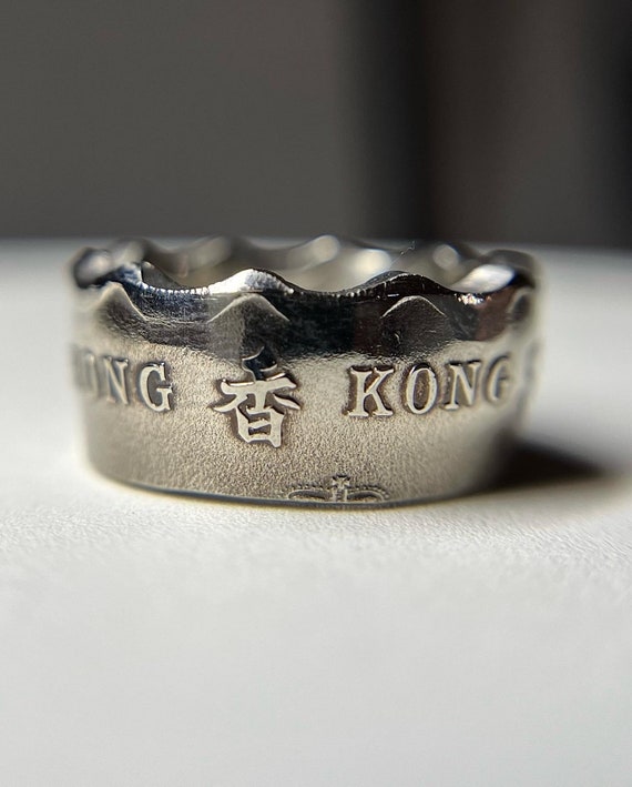 Hong Kong Old Coin Ring | Hand made Two Dollar Ring | Asia Mens and Women’s Ring | Unisex Hong Kong
