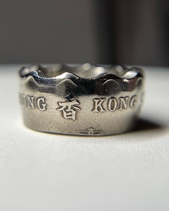 Hong Kong Old Coin Ring | Hand made Two Dollar Ring | Asia Mens and Women’s Ring | Unisex Hong Kong