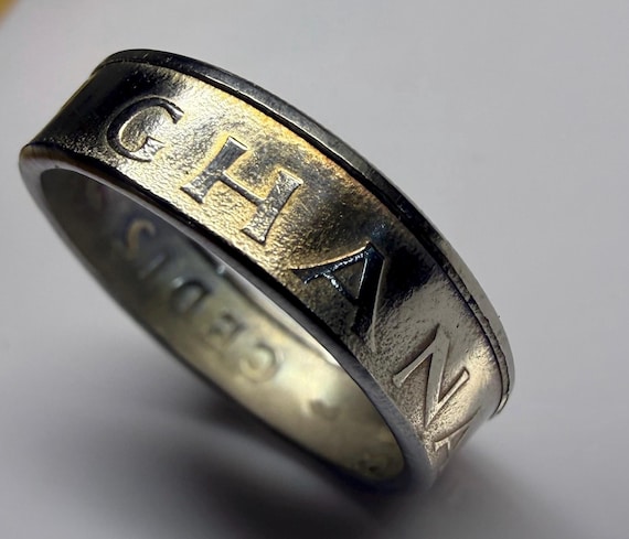 Ghana Ring, Steel Ghanian Coin Ring, Handmade Vintage African  Band Ring