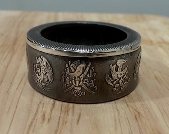 Mexikansk silverring | Vintagering | Mexikansk myntring med örn | Gåva från Mexiko | Mexikansk anil (Libertad)