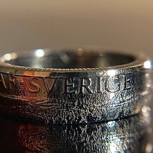 Swedish Coin Ring: Carl XVI Gustaf, Stainless Steel, Handcrafted