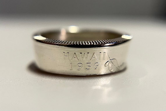 Hawaiian Silver Ring | Hawaii Coin Ring Silver from Hawaii | Hand Made Silver Men and Women’s Ring | Gift from Hawaii | Honolulu Ring Bandqq