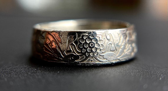 India Silver Coin Ring | Hand Made Ring | Sanded Edges | 1 Rupee Coin | King George the 5th | Polished Version 1 | 1916-1945 |Silver |Mumbai