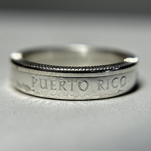 Portemonnaie Silber Ring | Boricua Handgemachter Schmuck | Silber Größen (5-12) Münzring | PR Schmuck