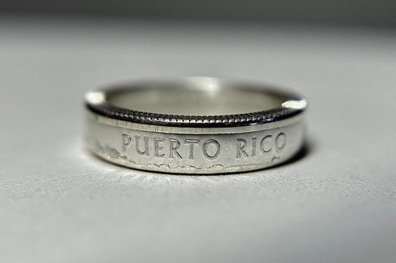 Puerto Rico Silver Coin Ring | Boricua Hand Made Jewelry | Silver Sizes (5-12) Coin Ring | PR Jewelry