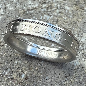 Hong Kong Ring | Hong Kong Coin Ring | Hand made Two Dollar Ring | Asia Mens and Women’s Ring  | Gift from Hong Kong | Vintage Antique Ring