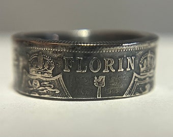 British Silver Florin Coin Ring | Hand Made UK Jewelry