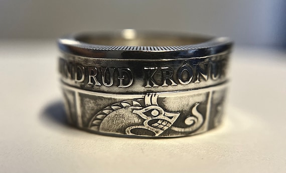 Icelandic Silver Coin Ring | Hand Made Iceland Silver Ring | Guardians of Iceland From an Authentic Silver 500 Kronur 1974 Coin