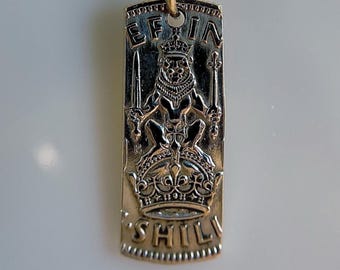 King George VI Shilling Coin Pendant: UK Royal Coat of Arms Necklace