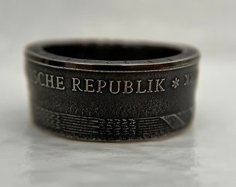 Thick German Mens Coin Ring | East German Democratic| Deutsche Demokratische Republik Ring | Antique Finish Mens Thick Ring | 20 Mark Ring