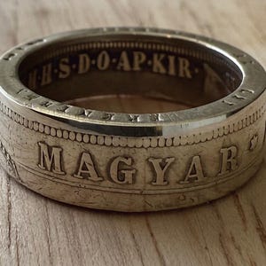 Hungary Vintage Silver Coin Ring | Hungarian Magyar Ring | European Budapest | Hand Made Coin Ring.
