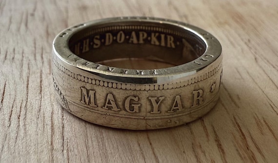 Hungary Vintage Silver Coin Ring | Hungarian Magyar Ring | European Budapest | Hand Made Coin Ring.