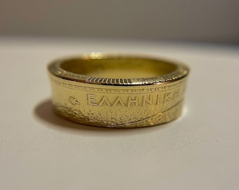 Greek Coin Ring | Hand Made Ring (Unisex) from Greece | Jewelry Greek Piece (Gold Tone) | Alexander the Great Inscription | Athens Ring