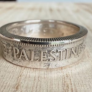Palästinensischer Vintage Silber (Handgemacht) Münzenring | Gaza West Bank Ring | Authentische Münze/seltenes Fundstück | Antiker Palästina Schmuck aus dem Nahen Osten