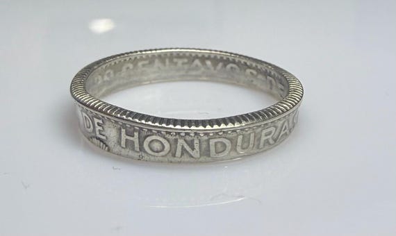 Womens Honduran Dainty Silver Coin Ring: Silver 10 Centavos