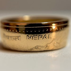Nepal-Ring | Nepalesischer Münzring | 2 Rupien Messing Ring aus Nepal | Geschenk aus Nepal | Kathmandu Ringband